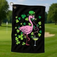 St Patricks Day Irish Flamingo Saint Pattys Paddys Golf Towel thumb 1