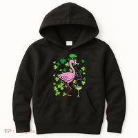 St Patricks Day Irish Flamingo Saint Pattys Paddys Kids Hoodie thumb 0