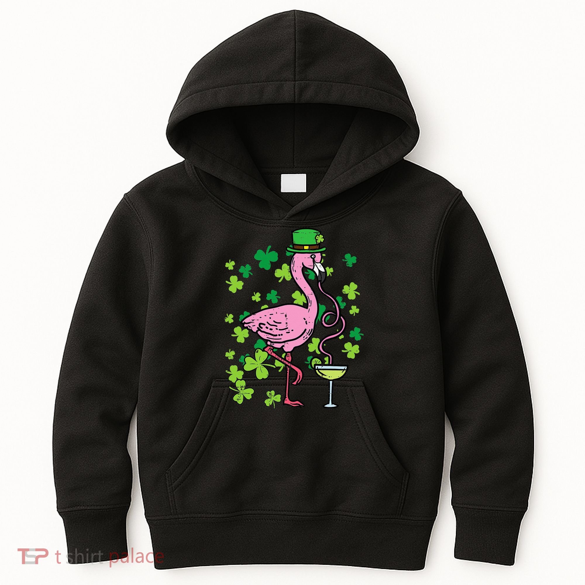 St Patricks Day Irish Flamingo Saint Pattys Paddys Kids Hoodie