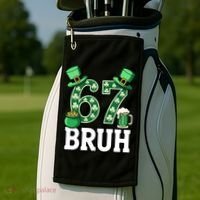 St Patrick’s Day 67 Bruh Viral 6-7 Meme Golf Towel thumb 2