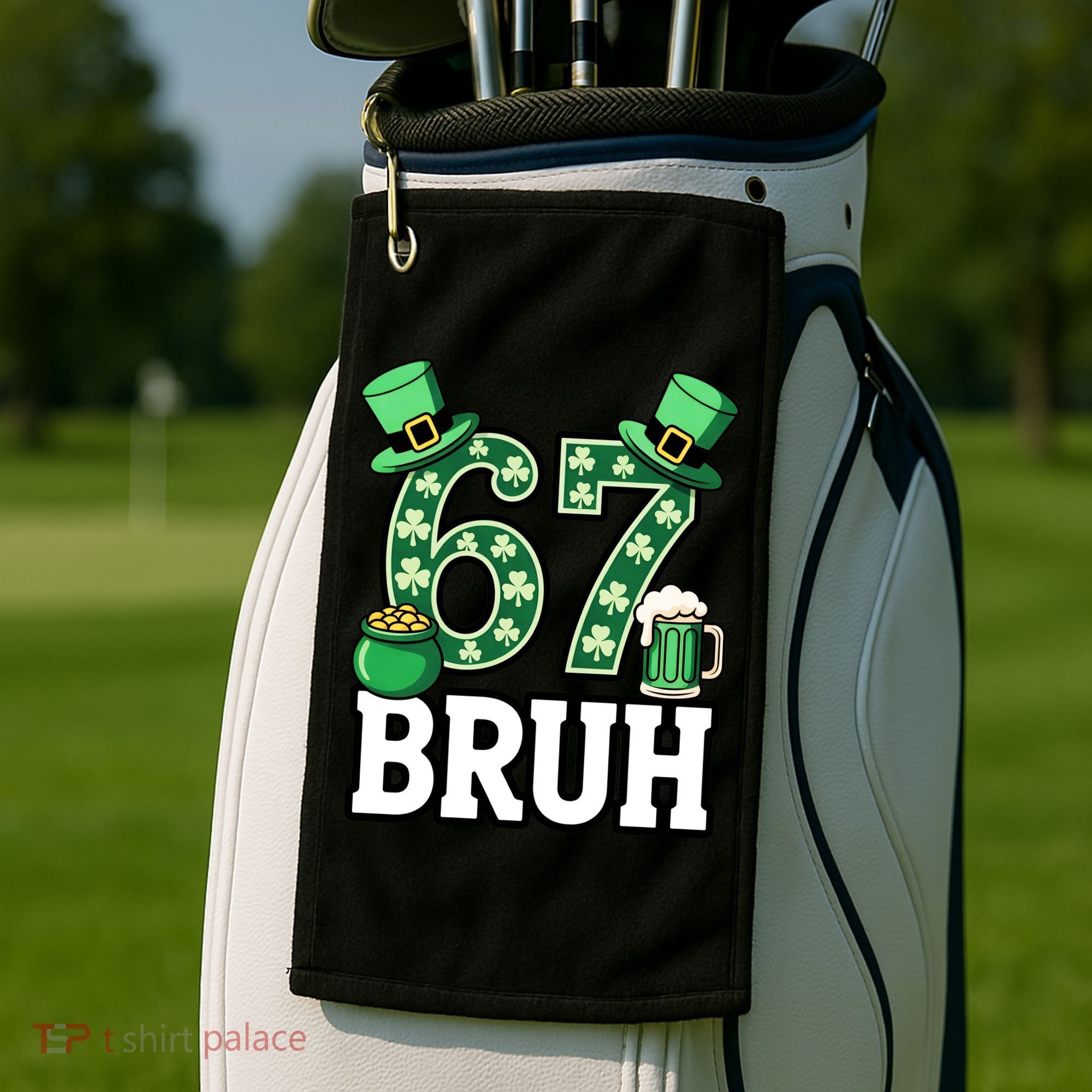 St Patrick’s Day 67 Bruh Viral 6-7 Meme Golf Towel
