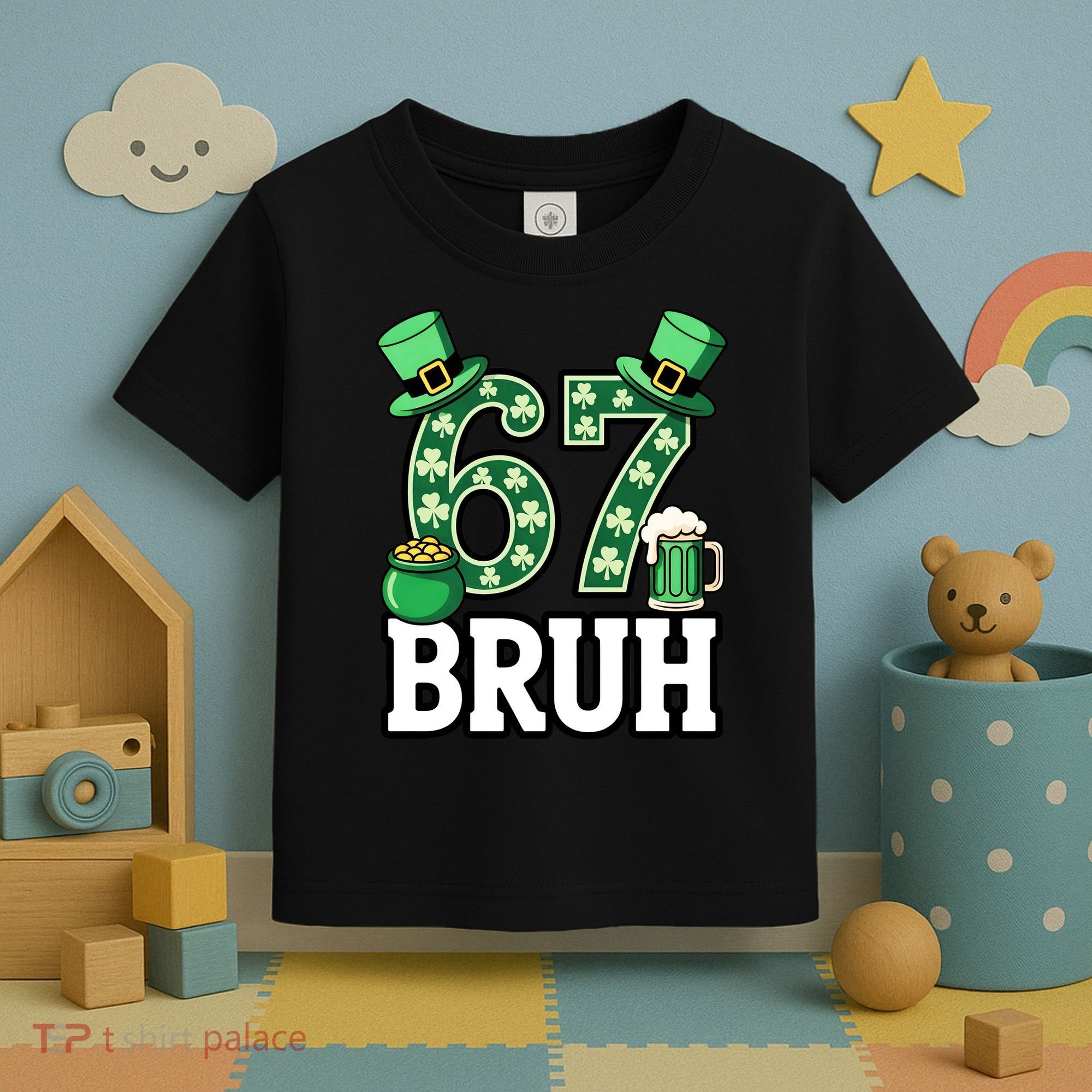 St Patrick’s Day 67 Bruh Viral 6-7 Meme Toddler T-Shirt