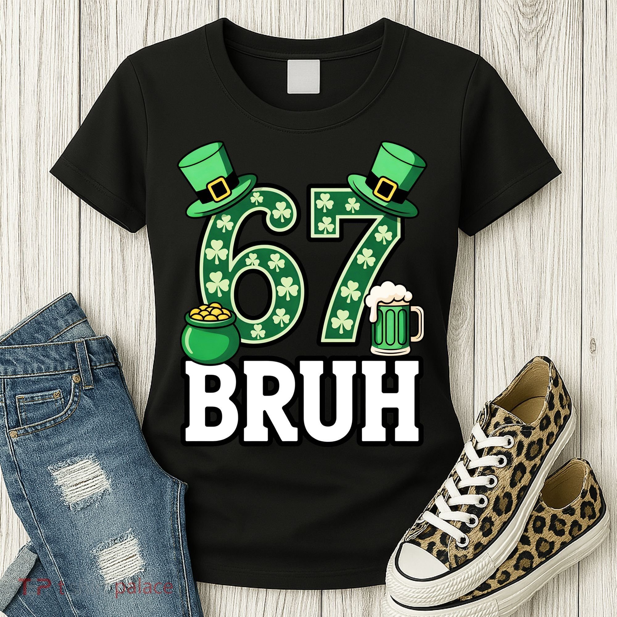 St Patrick’s Day 67 Bruh Viral 6-7 Meme Women's T-Shirt
