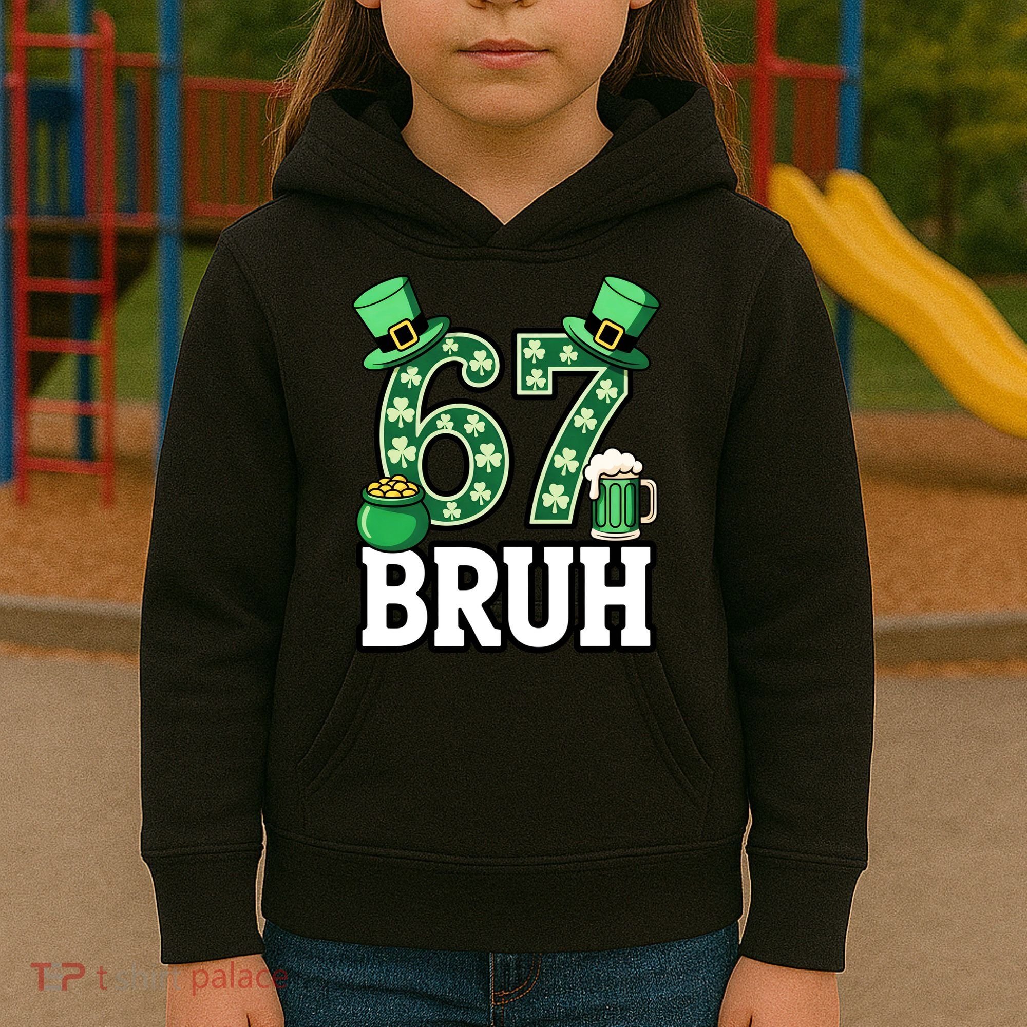 St Patrick’s Day 67 Bruh Viral 6-7 Meme Kids Hoodie