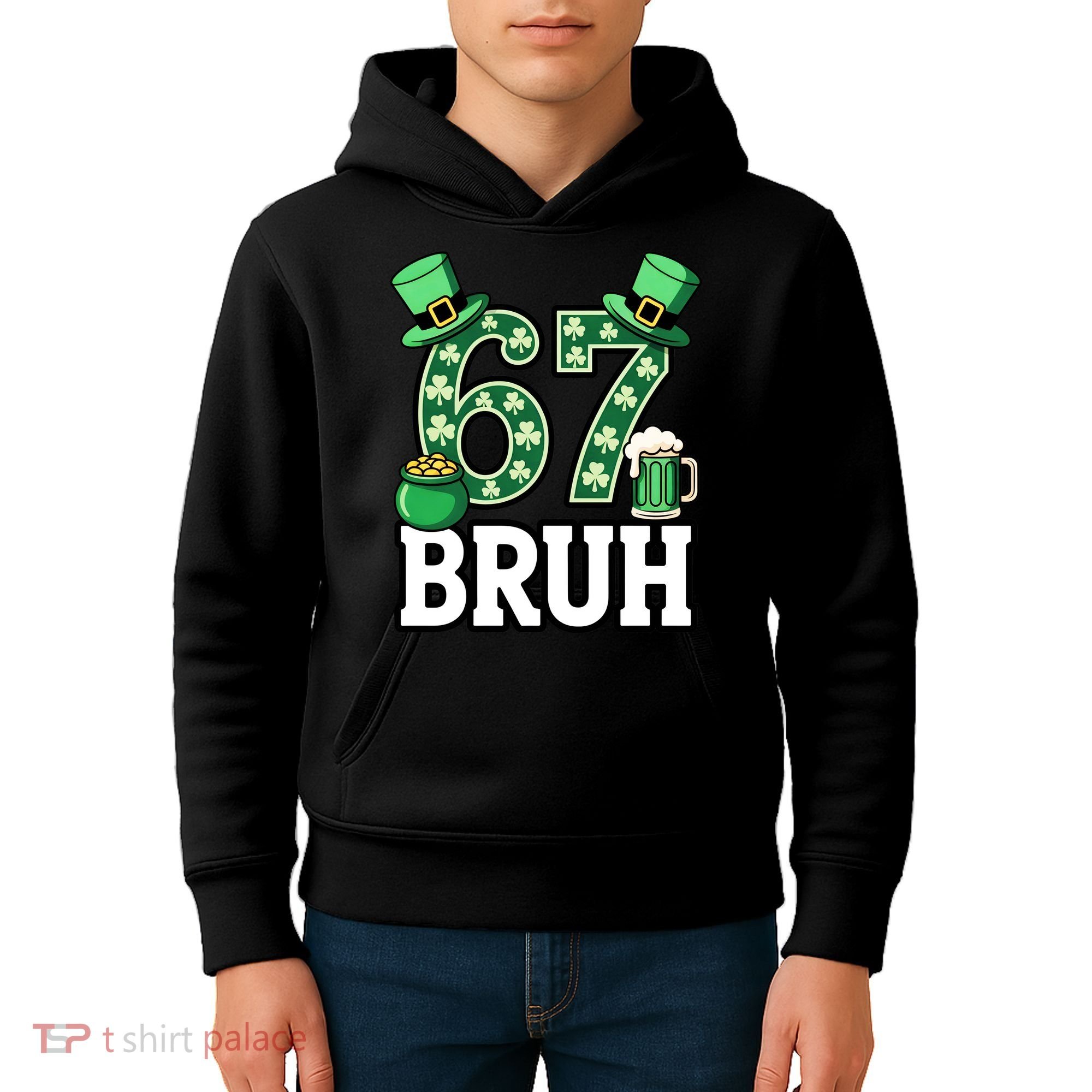 St Patrick’s Day 67 Bruh Viral 6-7 Meme Kids Hoodie