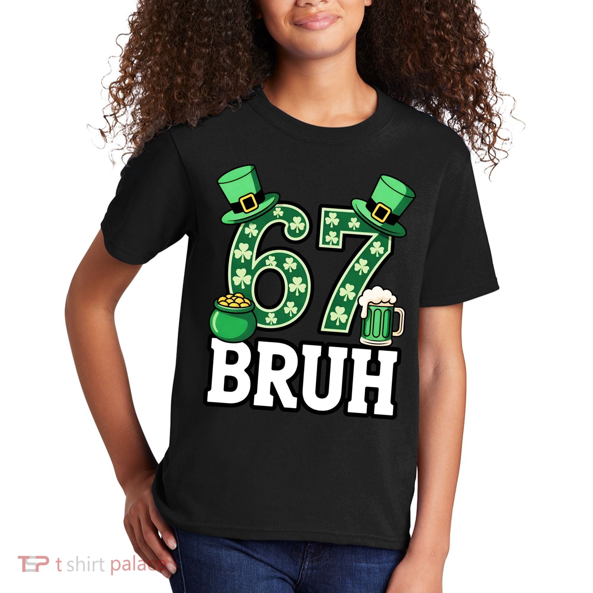 St Patrick’s Day 67 Bruh Viral 6-7 Meme Kids T-Shirt