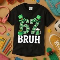 St Patrick’s Day 67 Bruh Viral 6-7 Meme Kids T-Shirt thumb 3