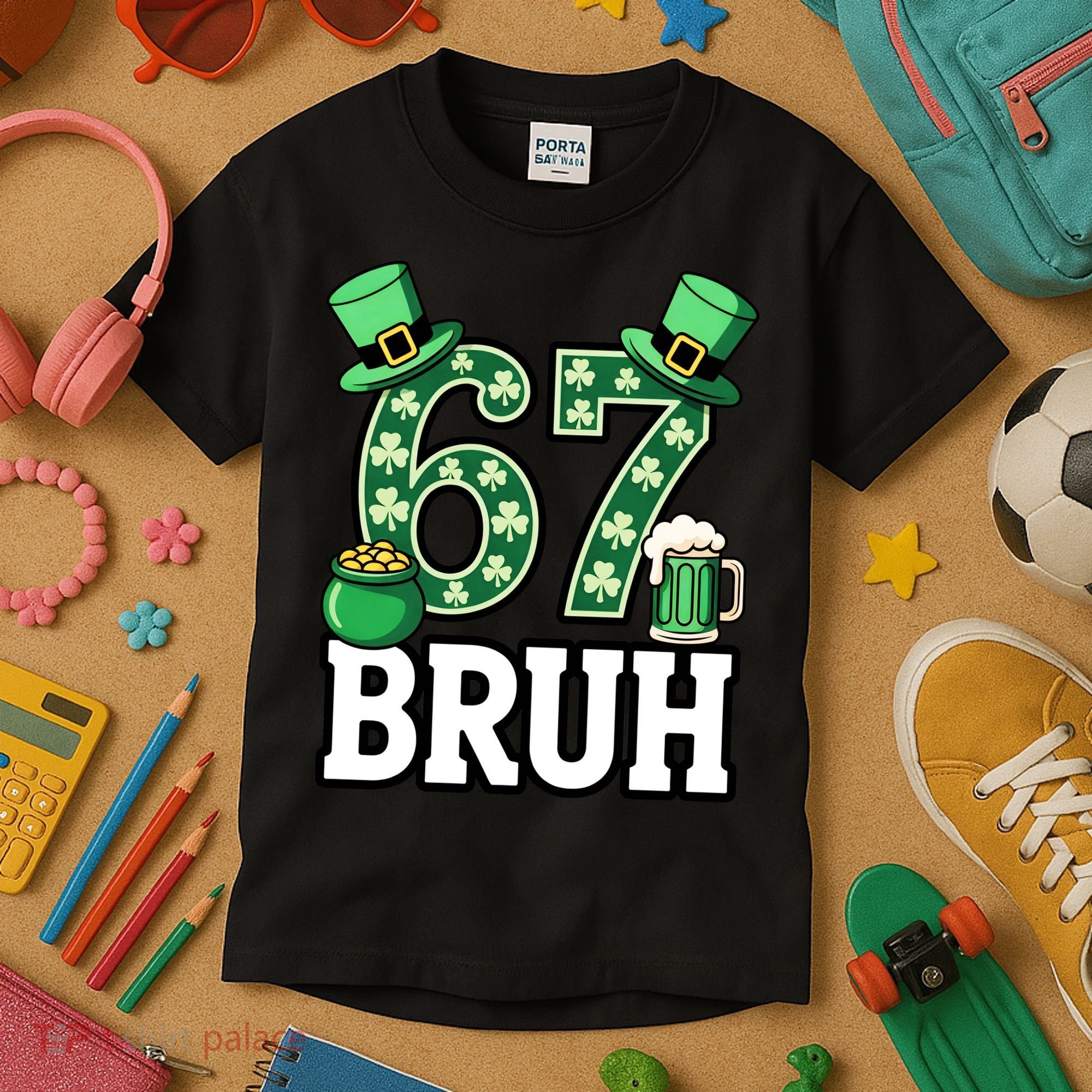 St Patrick’s Day 67 Bruh Viral 6-7 Meme Kids T-Shirt