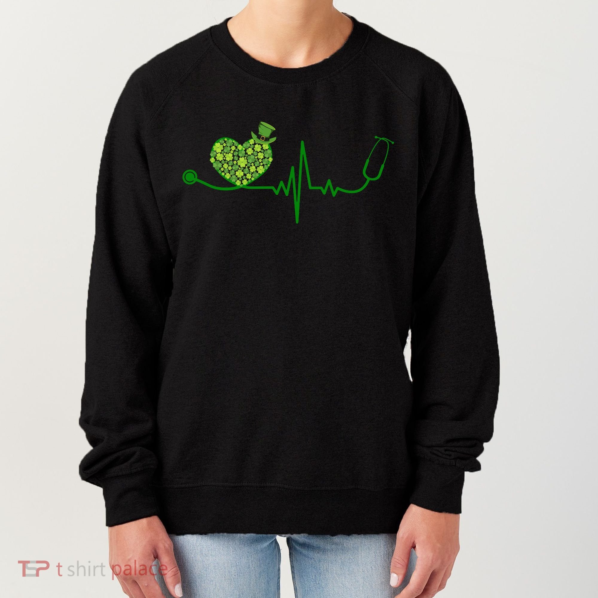 St Patricks Day Heartbeat Nurse Women's Sweatshirt