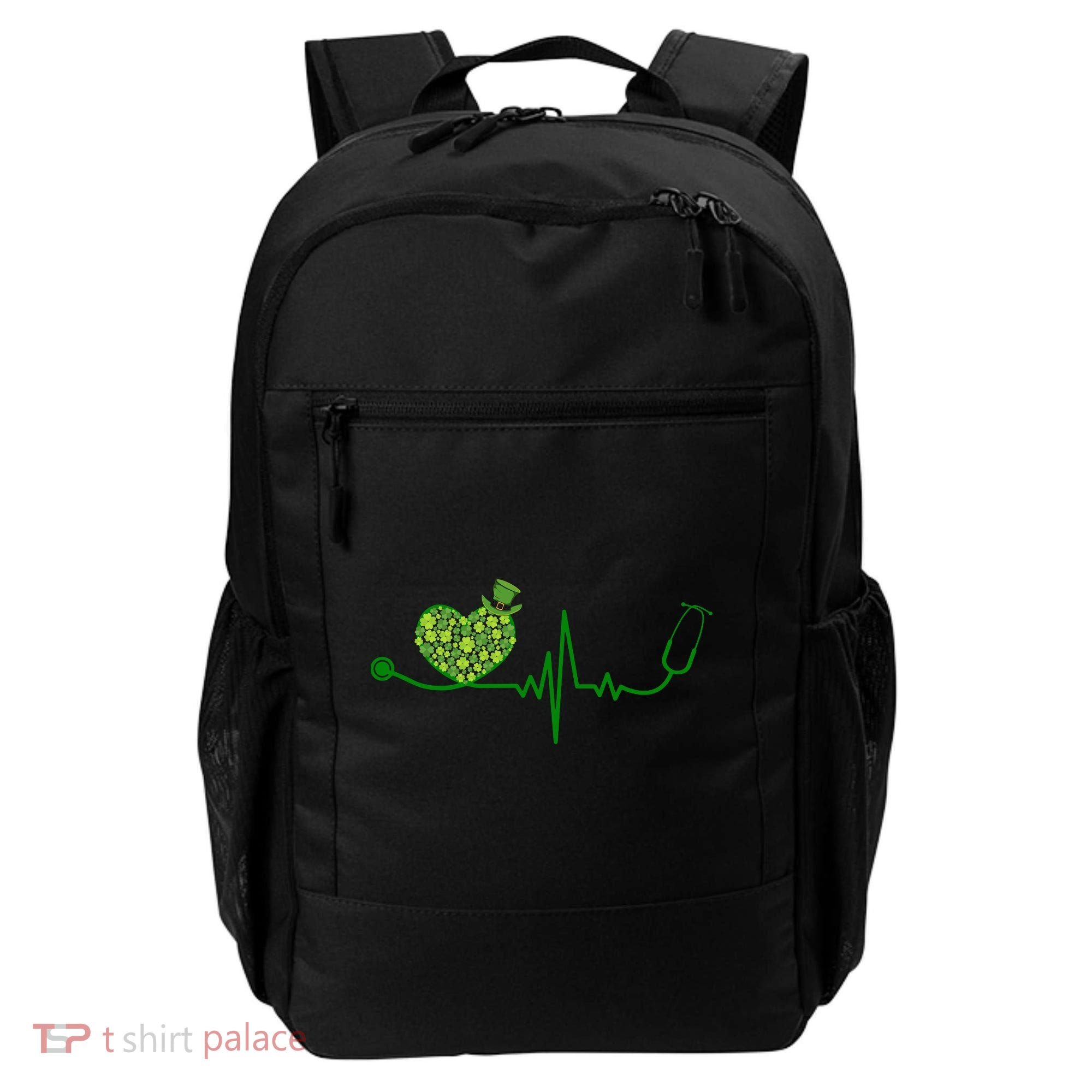 St Patricks Day Heartbeat Nurse Backpack