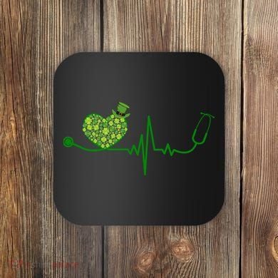 St Patricks Day Heartbeat Nurse Coaster