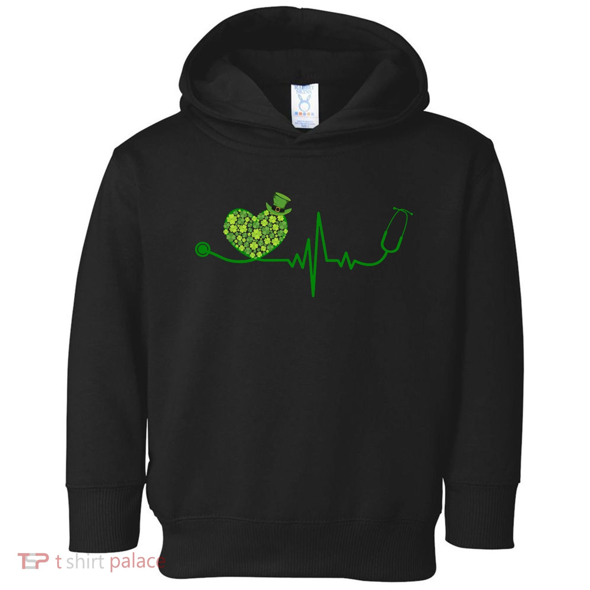 St Patricks Day Heartbeat Nurse Toddler Hoodie