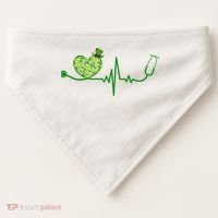St Patricks Day Heartbeat Nurse USA-Made Doggie Bandana thumb 0