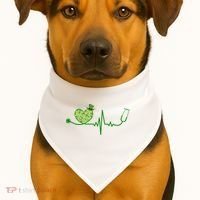 St Patricks Day Heartbeat Nurse USA-Made Doggie Bandana thumb 1