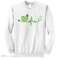 St Patricks Day Heartbeat Nurse Sweatshirt thumb 0
