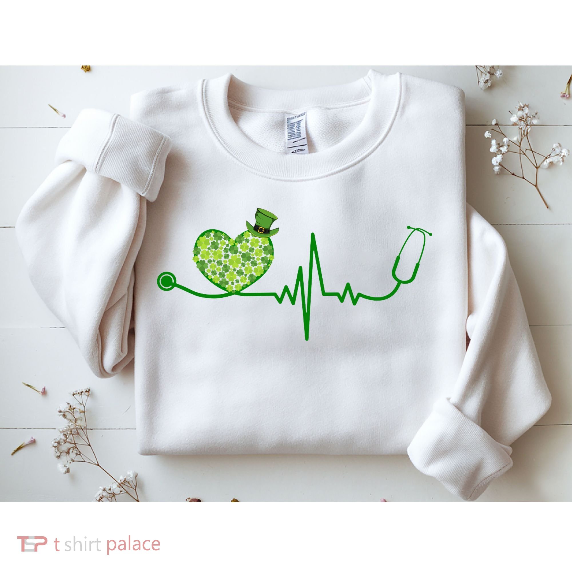 St Patricks Day Heartbeat Nurse Sweatshirt