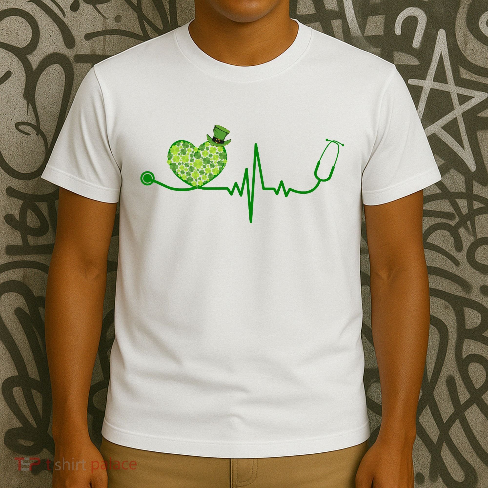 St Patricks Day Heartbeat Nurse T-Shirt