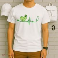 St Patricks Day Heartbeat Nurse T-Shirt thumb 6
