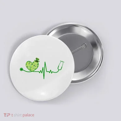 St Patricks Day Heartbeat Nurse Button