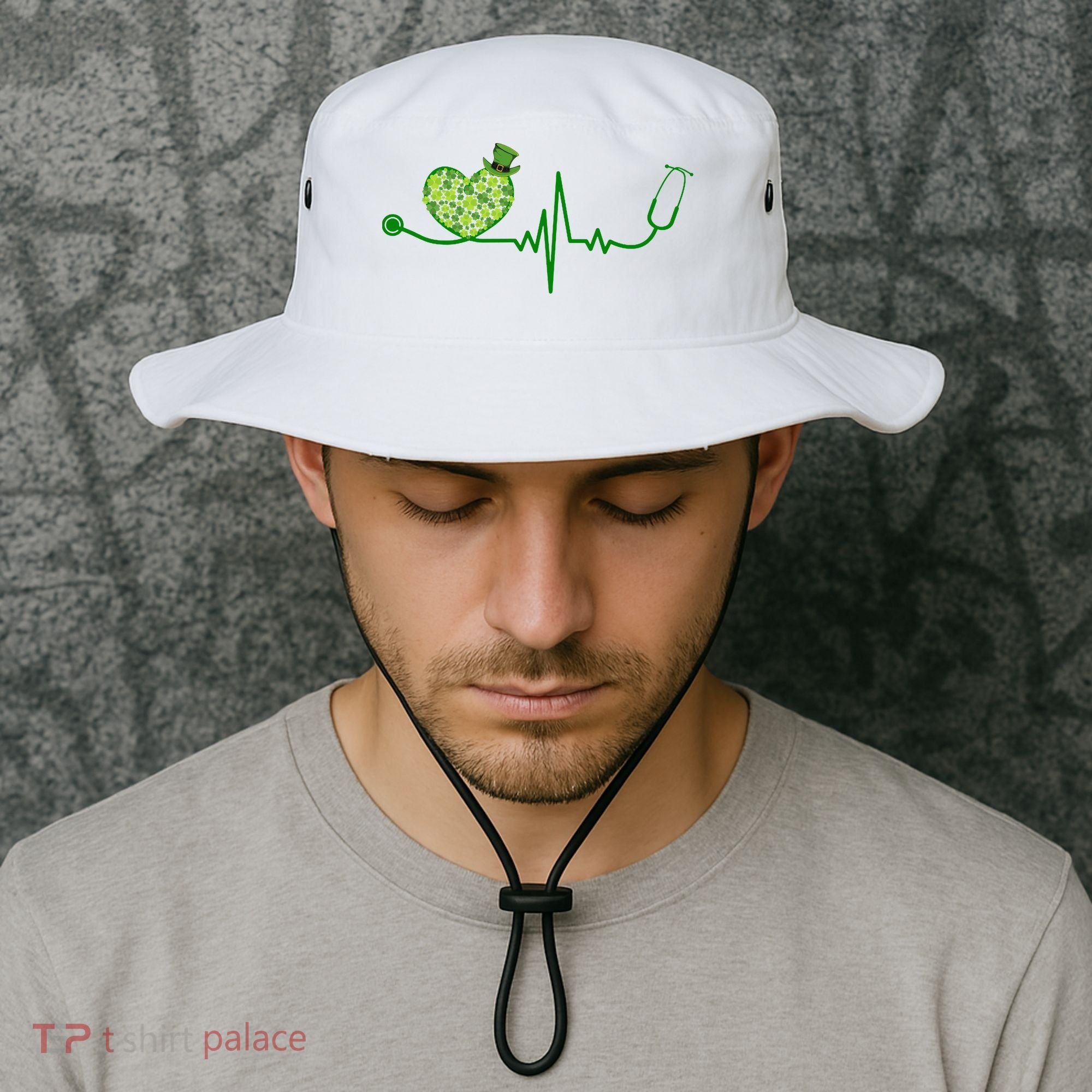 St Patricks Day Heartbeat Nurse Bucket Hat