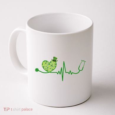St Patricks Day Heartbeat Nurse Coffee Mug