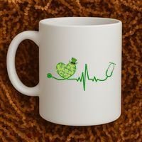 St Patricks Day Heartbeat Nurse Coffee Mug thumb 2