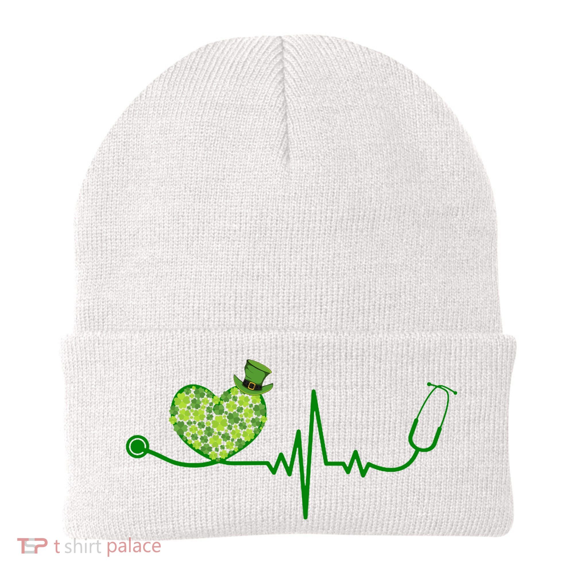 St Patricks Day Heartbeat Nurse Beanie