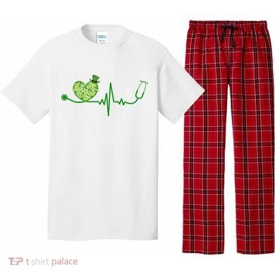 St Patricks Day Heartbeat Nurse Pajama Set
