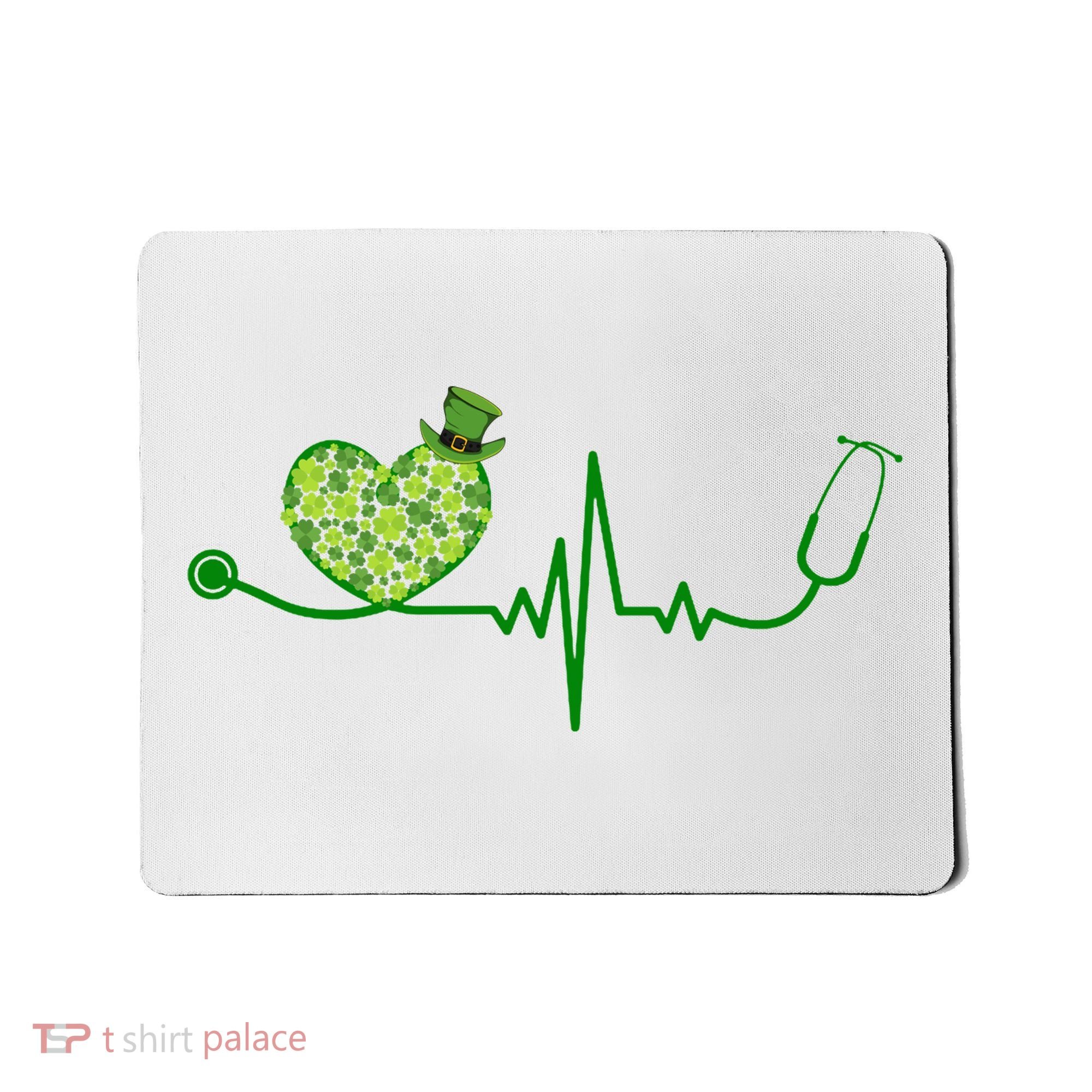 St Patricks Day Heartbeat Nurse Mousepad