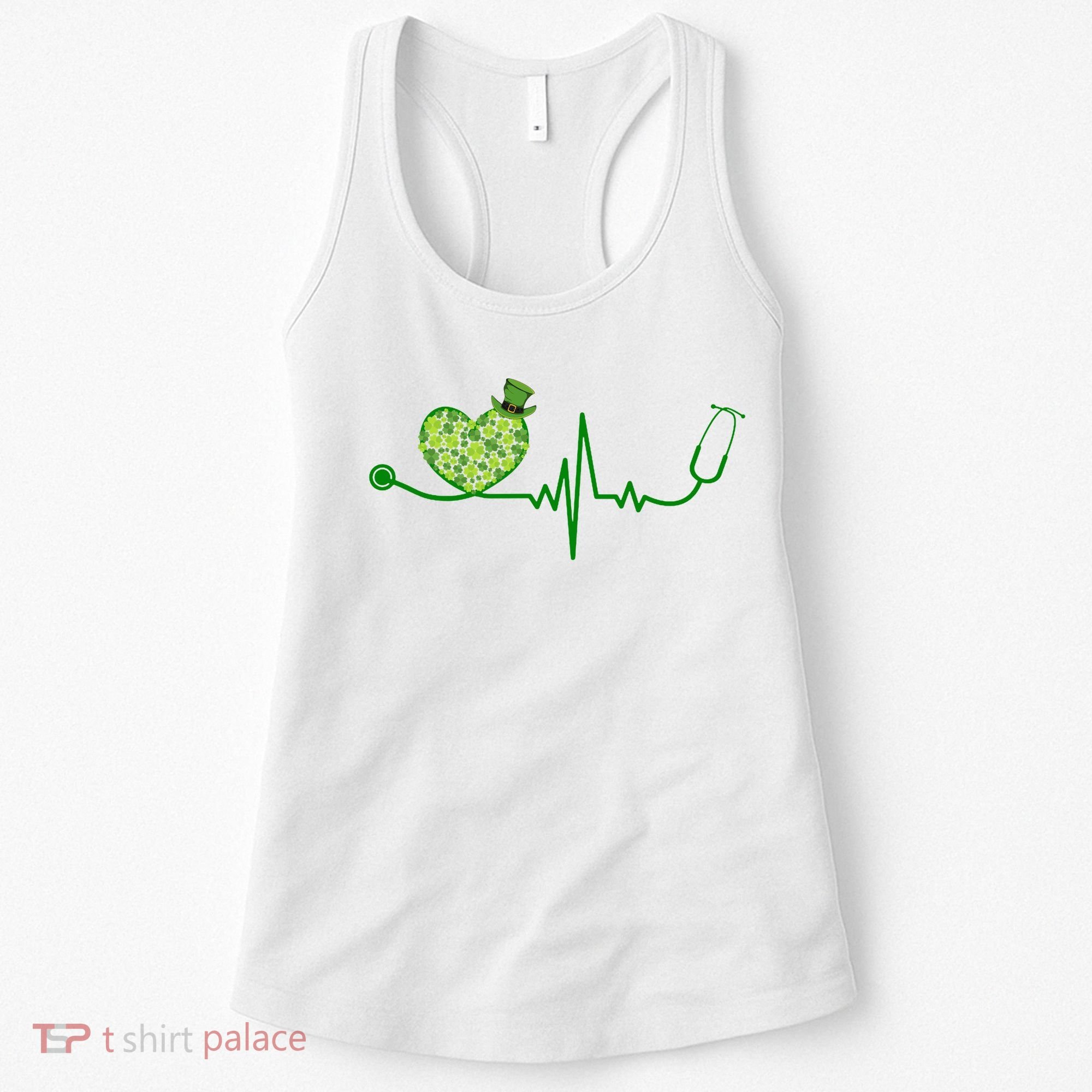 St Patricks Day Heartbeat Nurse Women's Tank Top