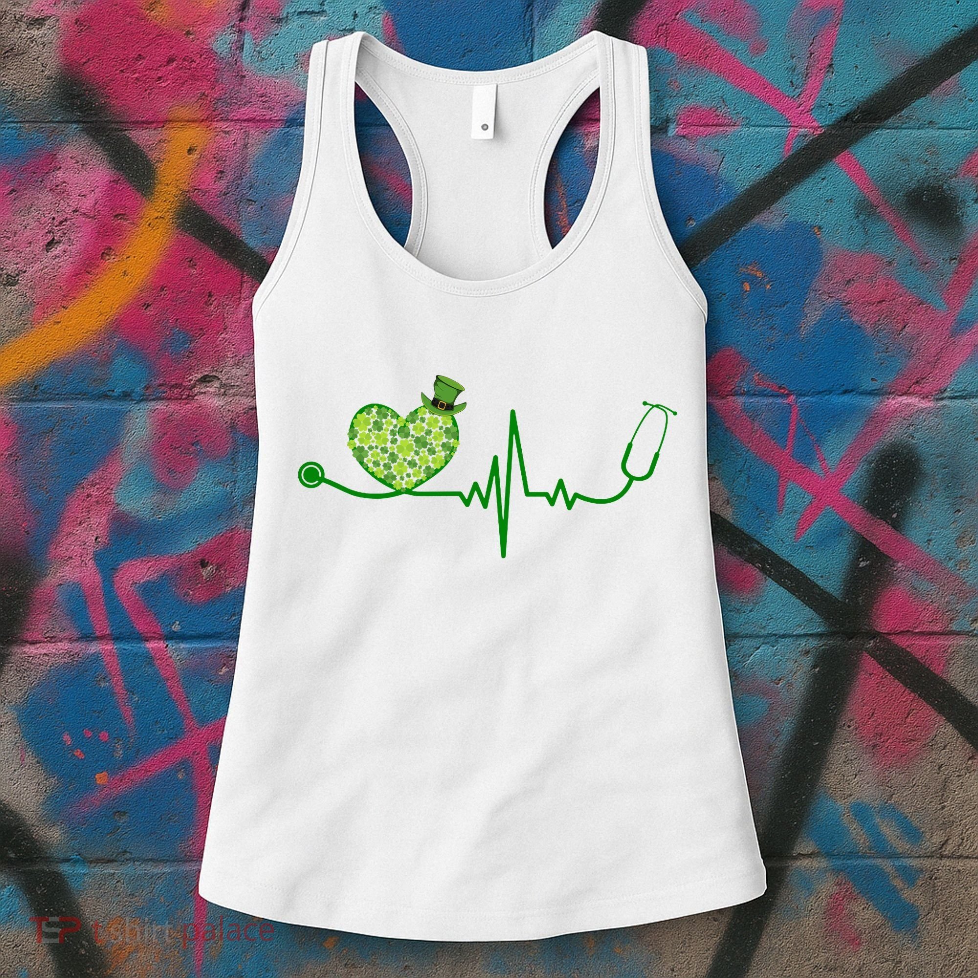 St Patricks Day Heartbeat Nurse Women's Tank Top