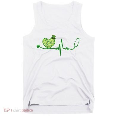 St Patricks Day Heartbeat Nurse Tank Top