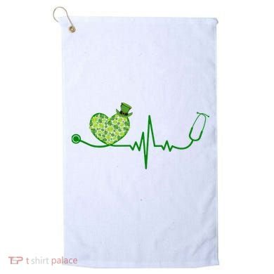 St Patricks Day Heartbeat Nurse Golf Towel