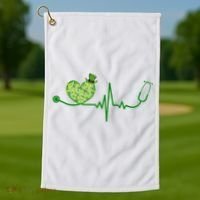 St Patricks Day Heartbeat Nurse Golf Towel thumb 1