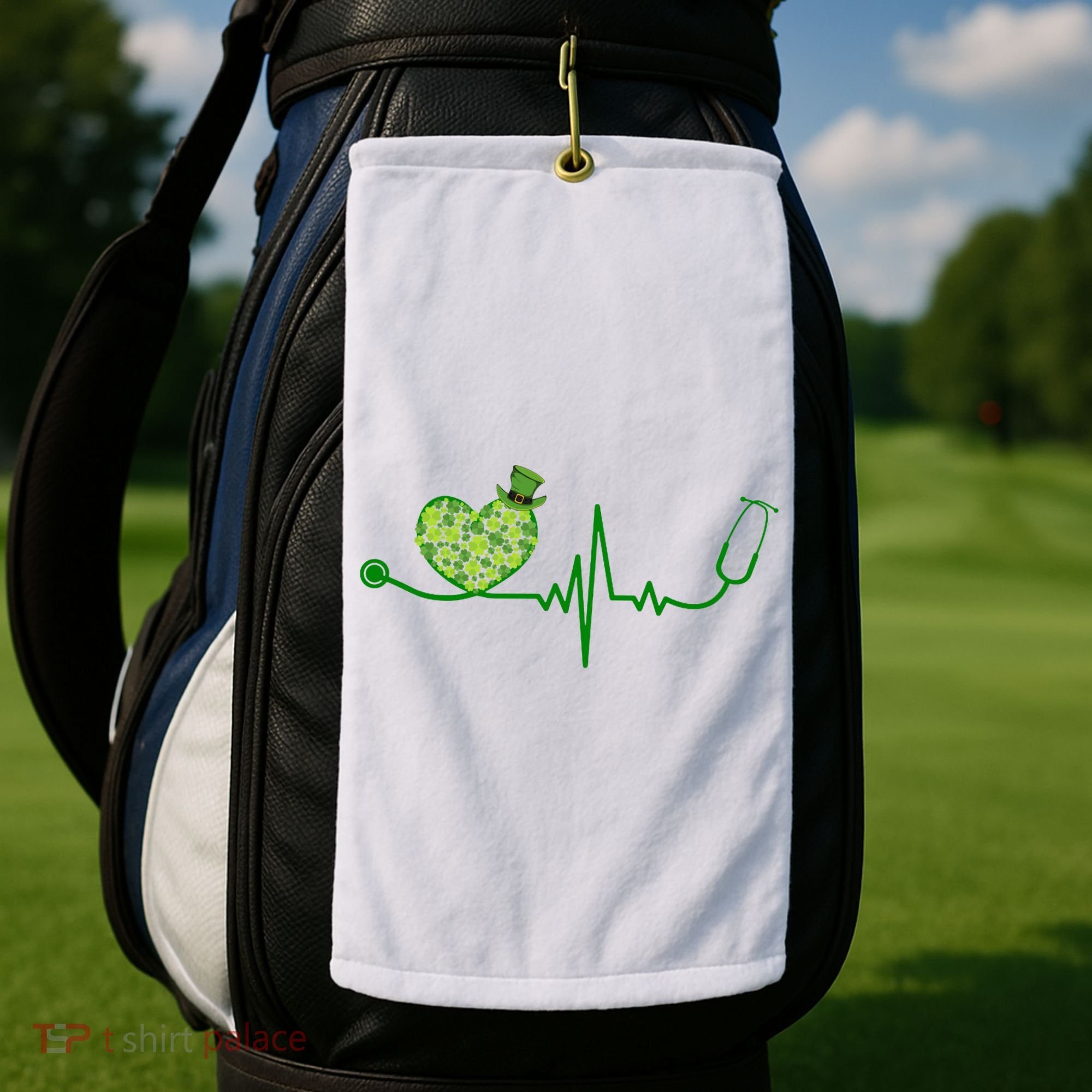 St Patricks Day Heartbeat Nurse Golf Towel