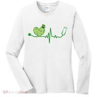 St Patricks Day Heartbeat Nurse Women's Long Sleeve Shirt thumb 0