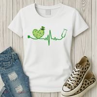 St Patricks Day Heartbeat Nurse Women's T-Shirt thumb 3
