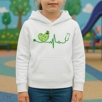 St Patricks Day Heartbeat Nurse Kids Hoodie thumb 3