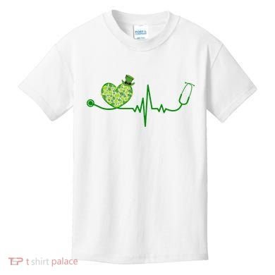 St Patricks Day Heartbeat Nurse Kids T-Shirt