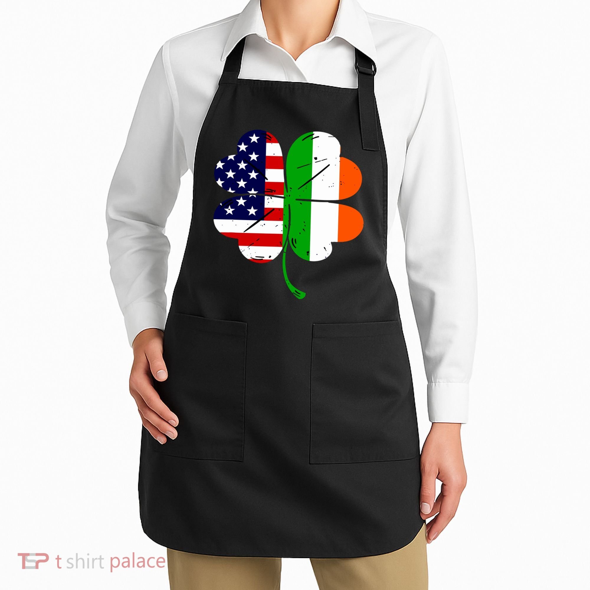 St Patricks Day Irish American Flag Apron