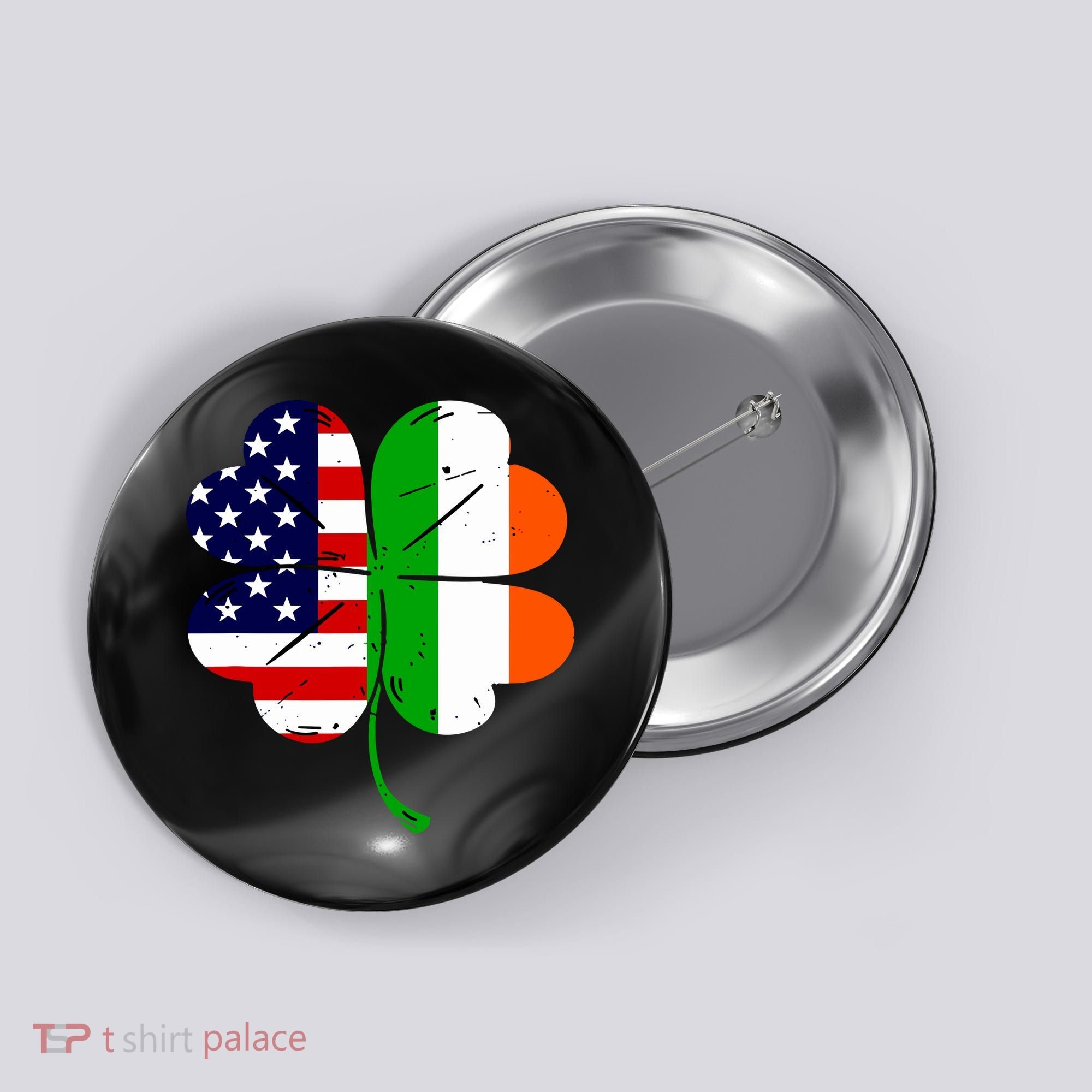 St Patricks Day Irish American Flag Button