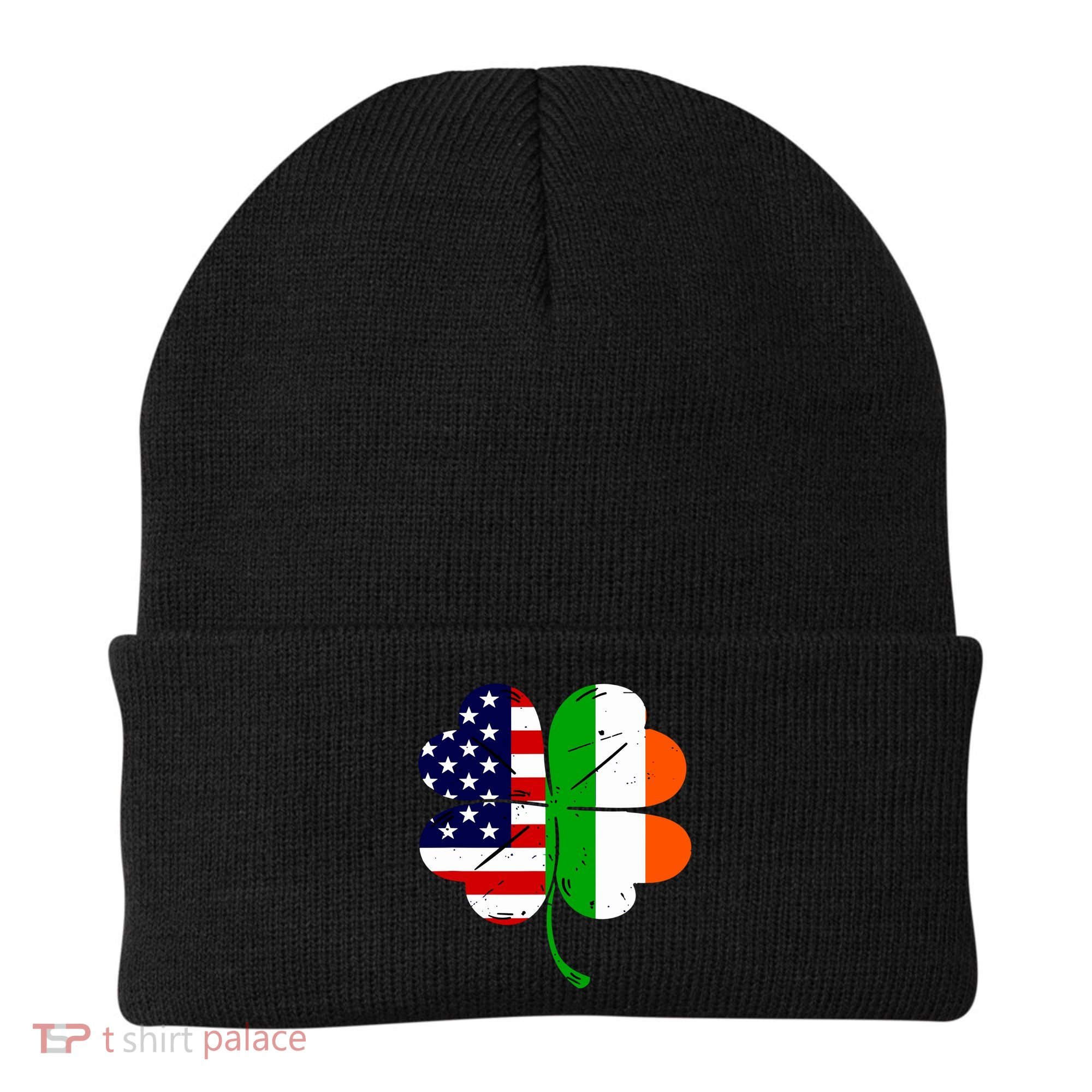 St Patricks Day Irish American Flag Beanie