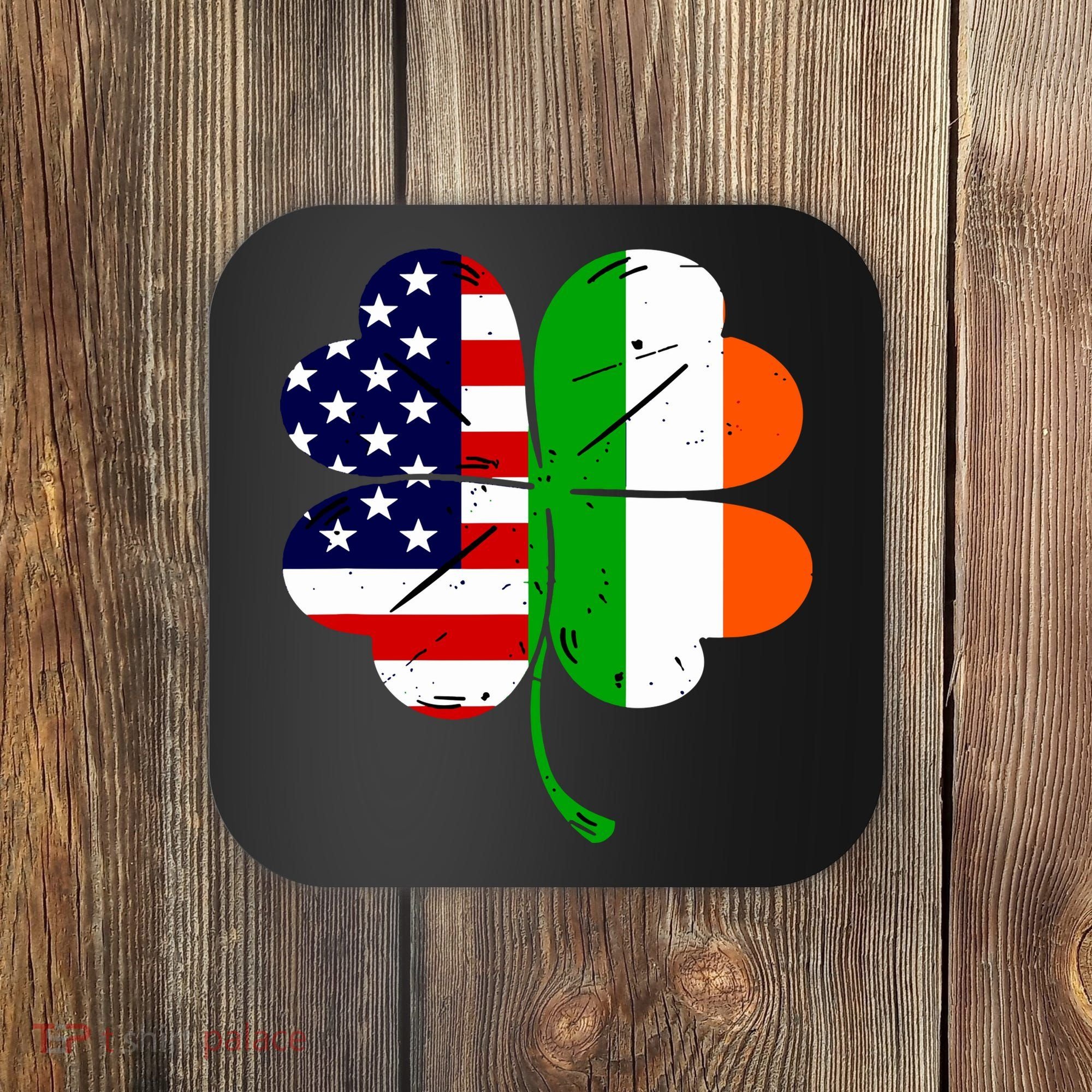 St Patricks Day Irish American Flag Coaster