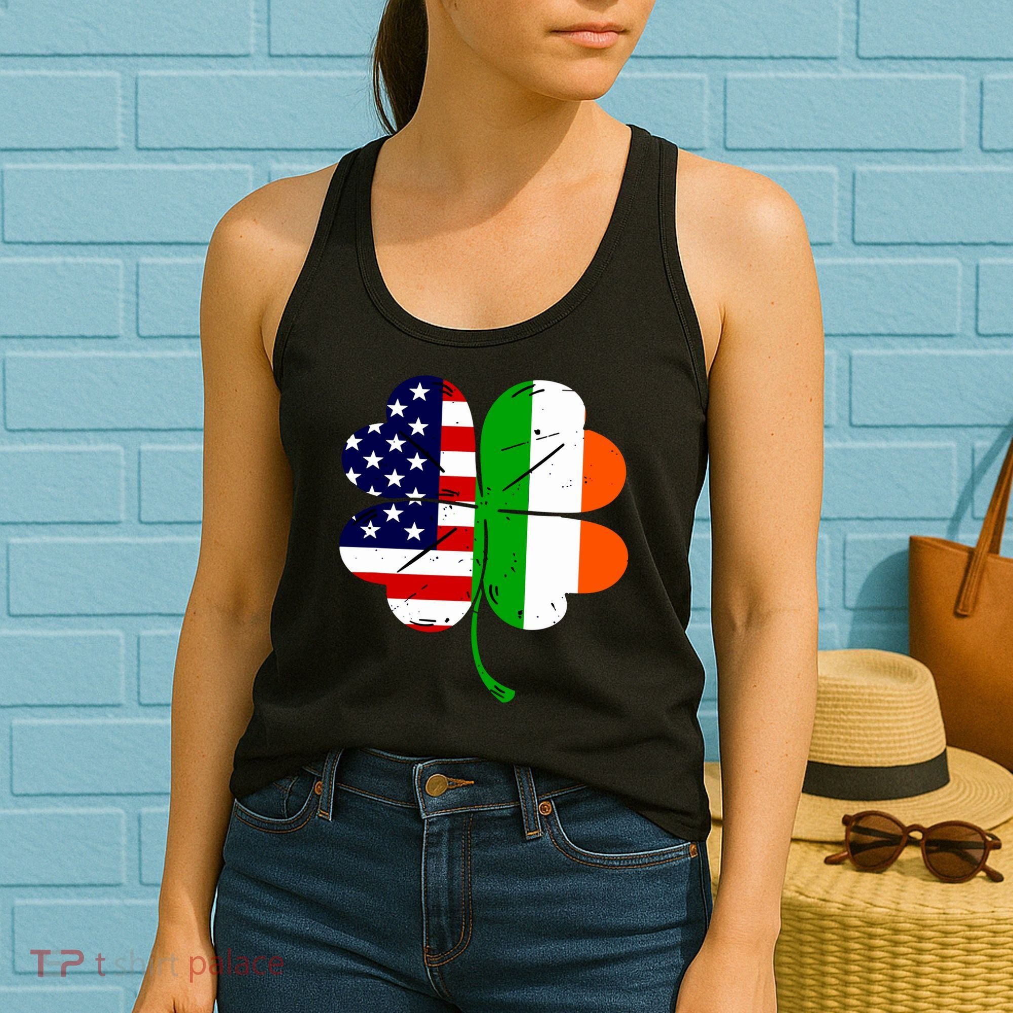 St Patricks Day Irish American Flag Women's Tank Top