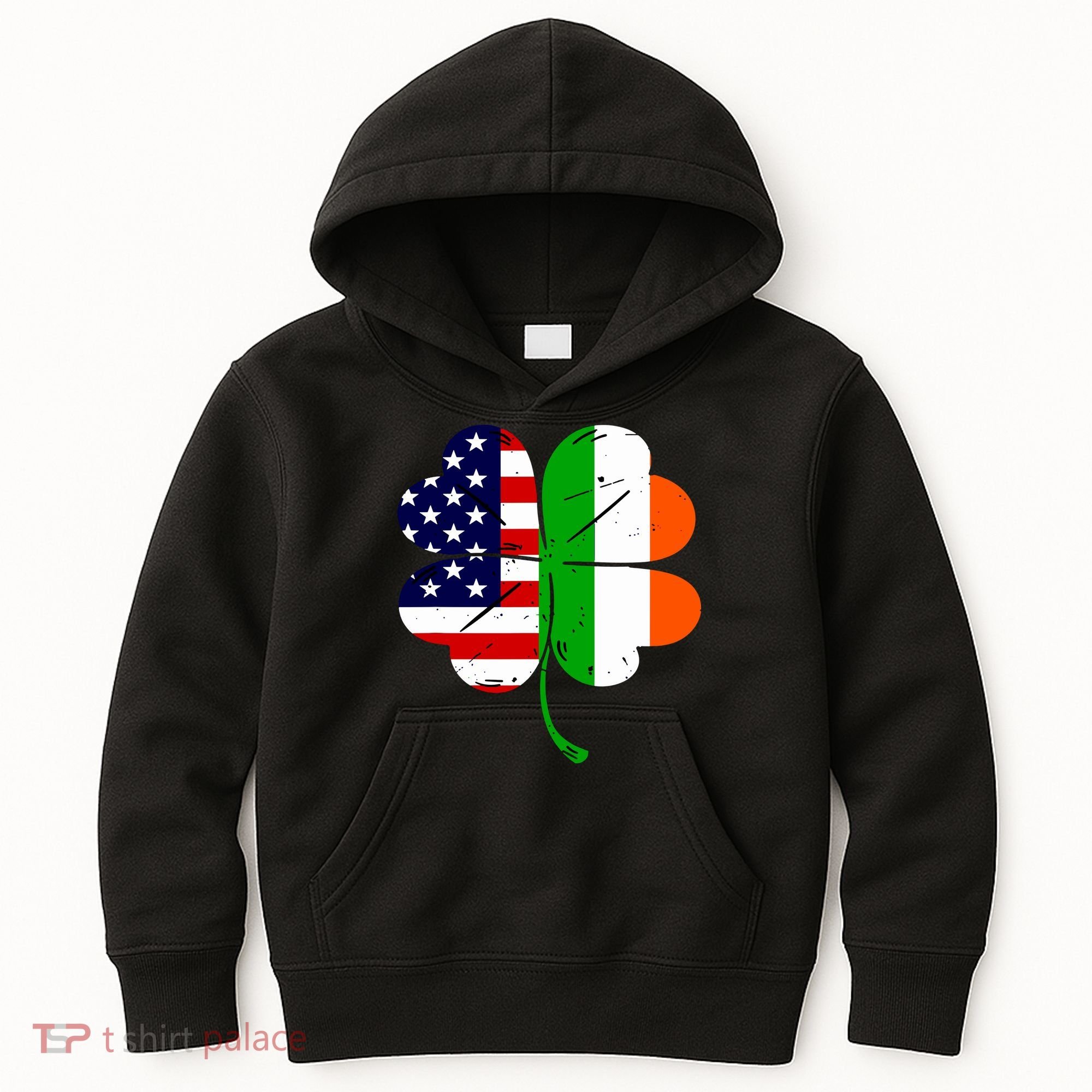 St Patricks Day Irish American Flag Kids Hoodie