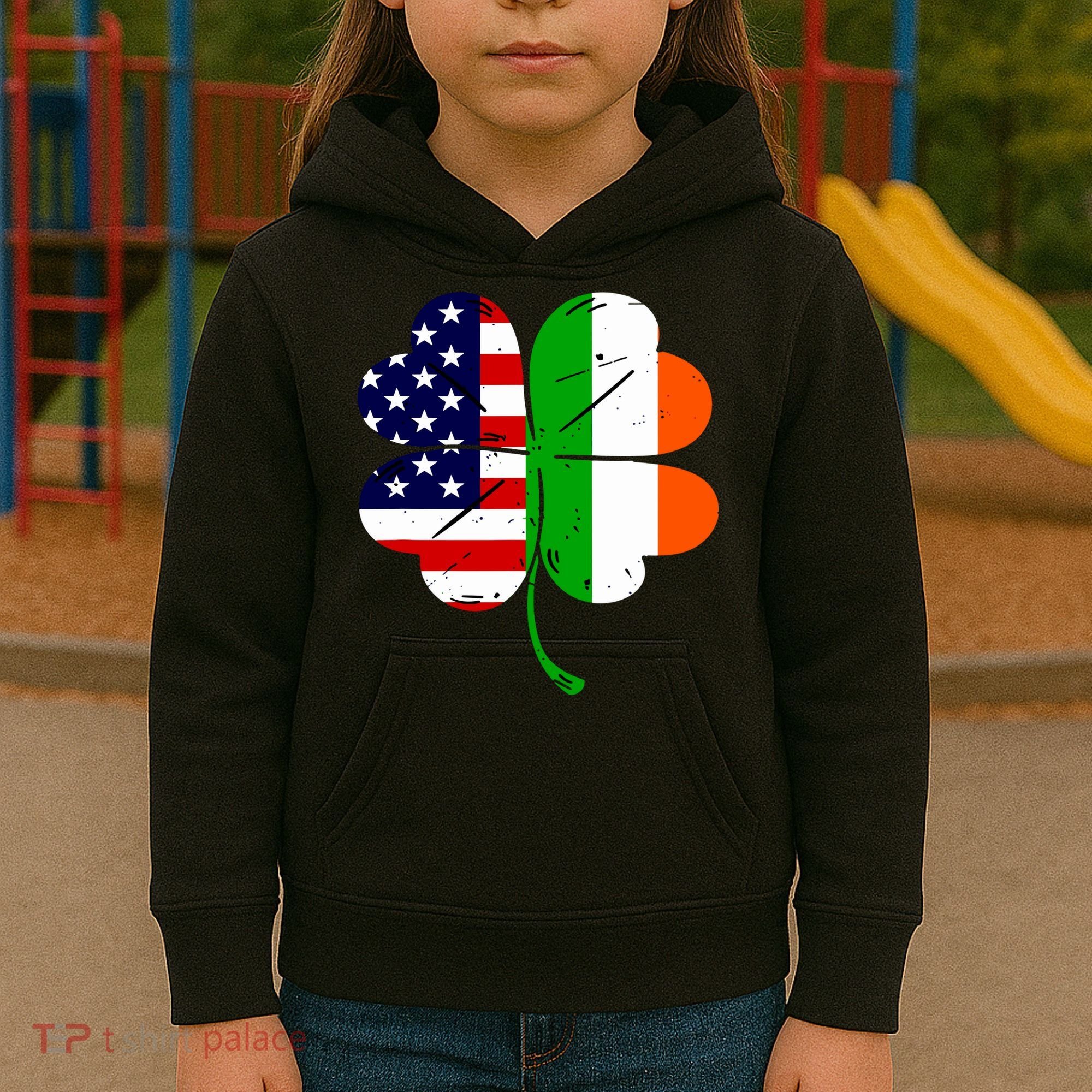 St Patricks Day Irish American Flag Kids Hoodie