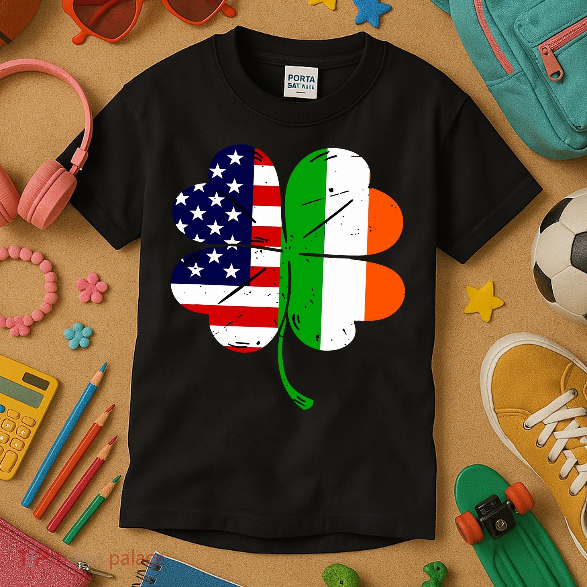 St Patricks Day Irish American Flag Kids T-Shirt