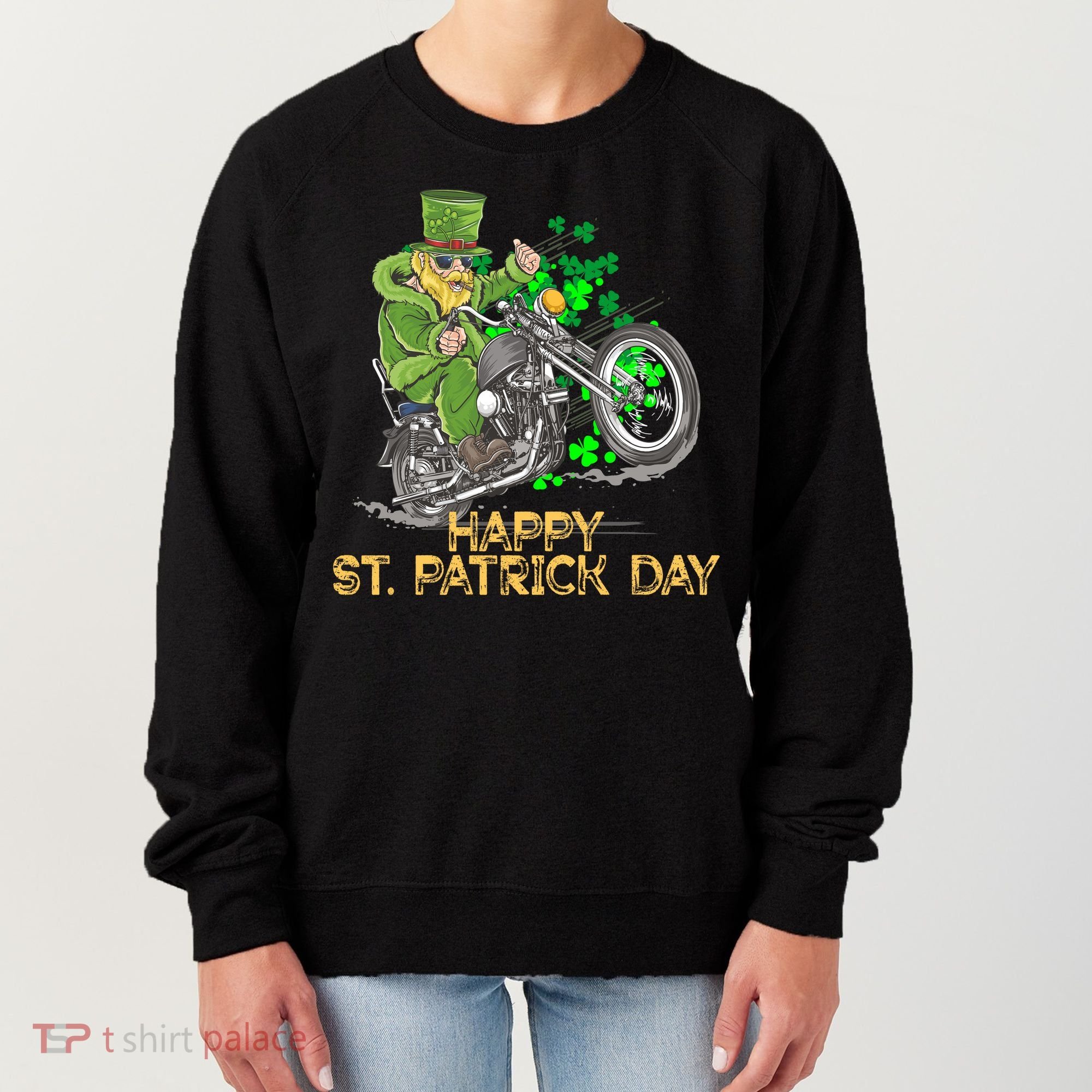 St Patrick Day Motorcycle Bike Biker Rider Plus Size Women's Sweatshirt