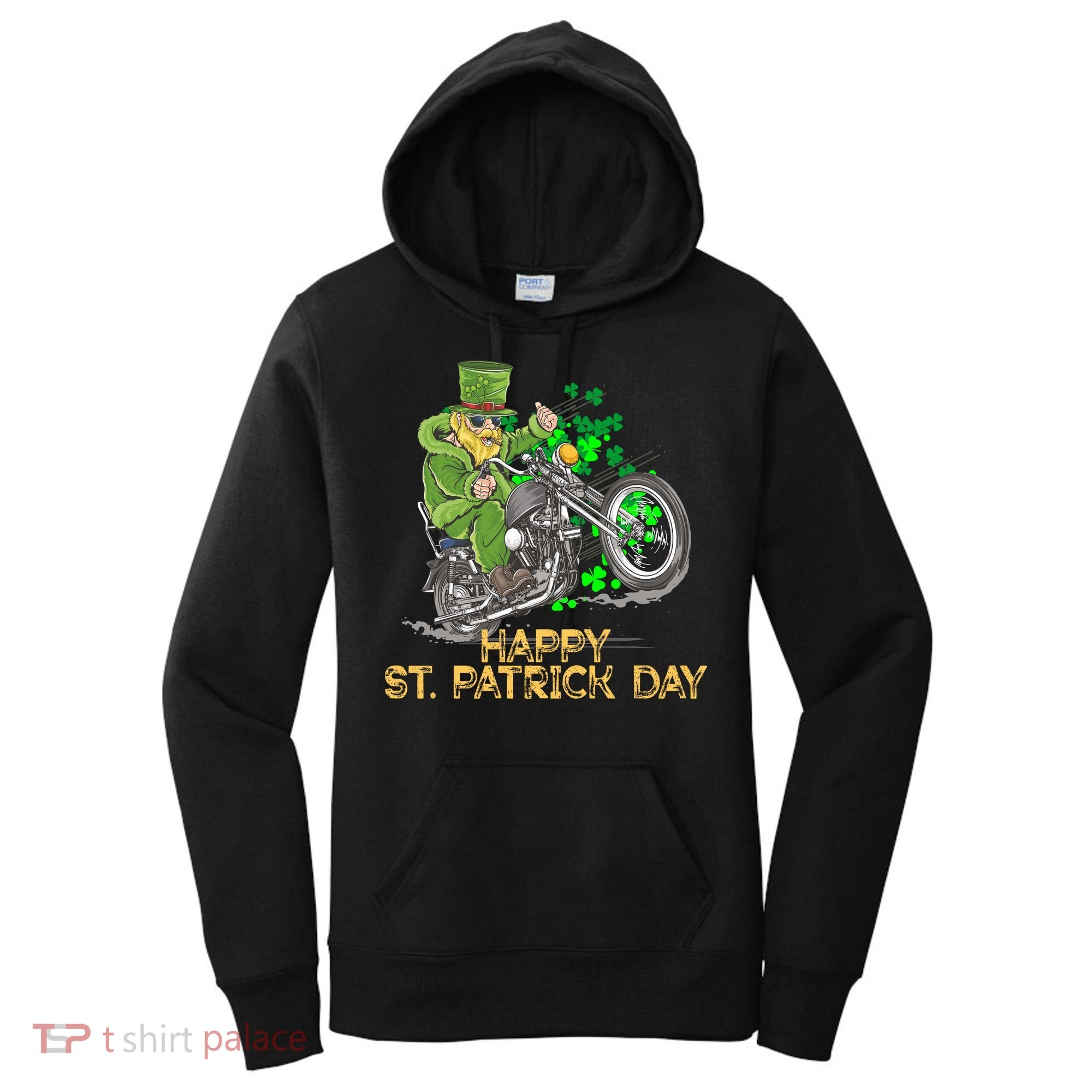 St Patrick Day Motorcycle Bike Biker Rider Plus Size Women's Hoodie