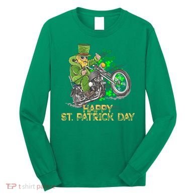 St Patrick Day Motorcycle Bike Biker Rider Plus Size Long Sleeve Shirt